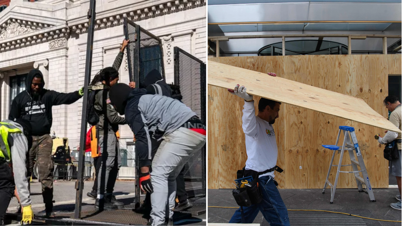 Washington DC gears up for election day chaos, massive fencing around Kamala’s residence, businesses brace with card boards