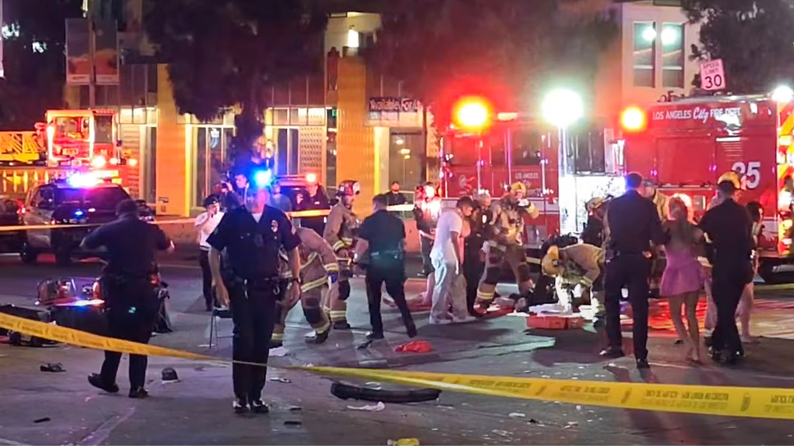 car plows through crowd East Hollywood